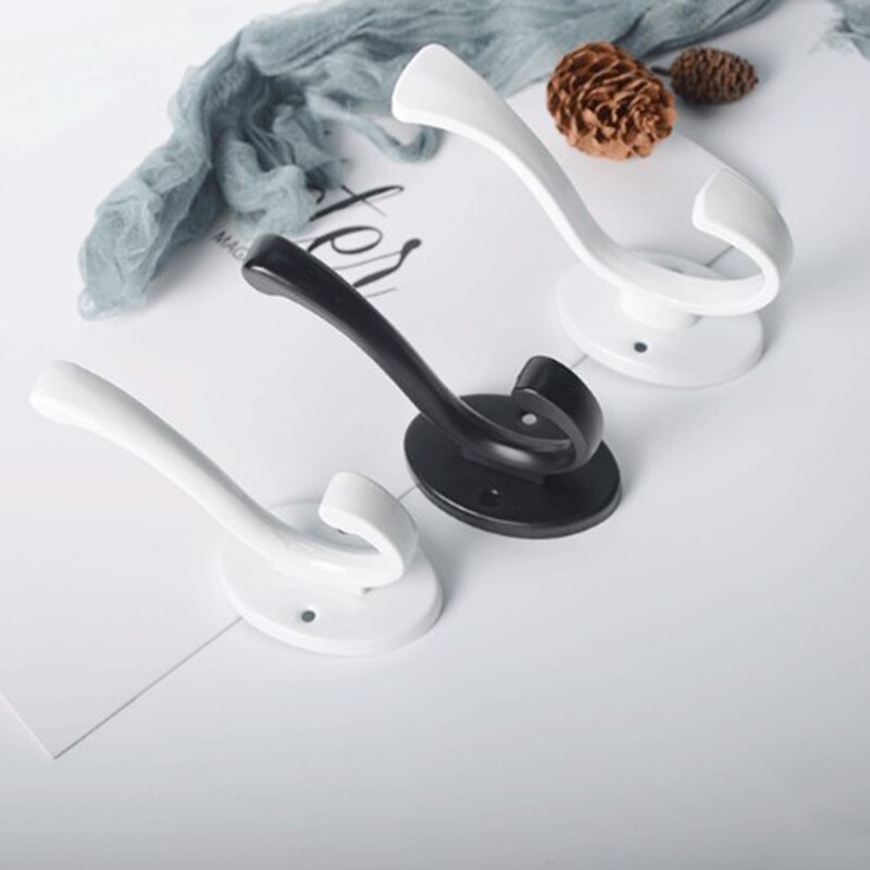 1pc Heavy Duty Coat Hooks Wall Mounted For Hat Hardware Dual Prong Retro Coat Hanger Black White Color