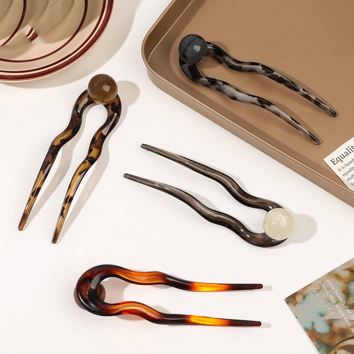 Palillos para el cabello con perlas en forma de U, horquilla femenina con cabeza de albóndiga, pinzas para el moño, horquilla china, accesorios para el cabello de estilo