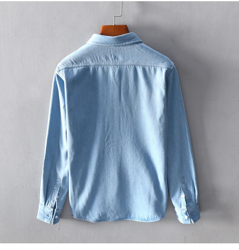 Winter Mens Distressed vintage long sleeve denim shirts fleece thick Mens lapel shirts male warm denim clothing