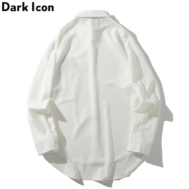 Mørkt ikon blomst print langærmede kjole skjorter mænd harajuku afslappet herre skjorte hip hop bluse hvide skjorter