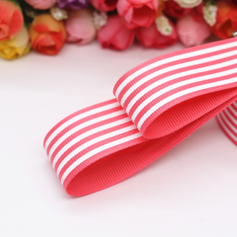 10 meter 1 '' 25mm stripetrykte grosgrain-bånd tegneseriebånd håndlagde hårsløyfer  ym16100785: 210 korallroser