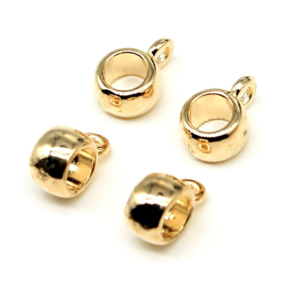 WYSIWYG 50 stücke 4x6x8mm Glänzend Distanzscheiben-korne Bail Für Schmuck Machen KC Gold Farbe Glänzend bail Perlen Charme