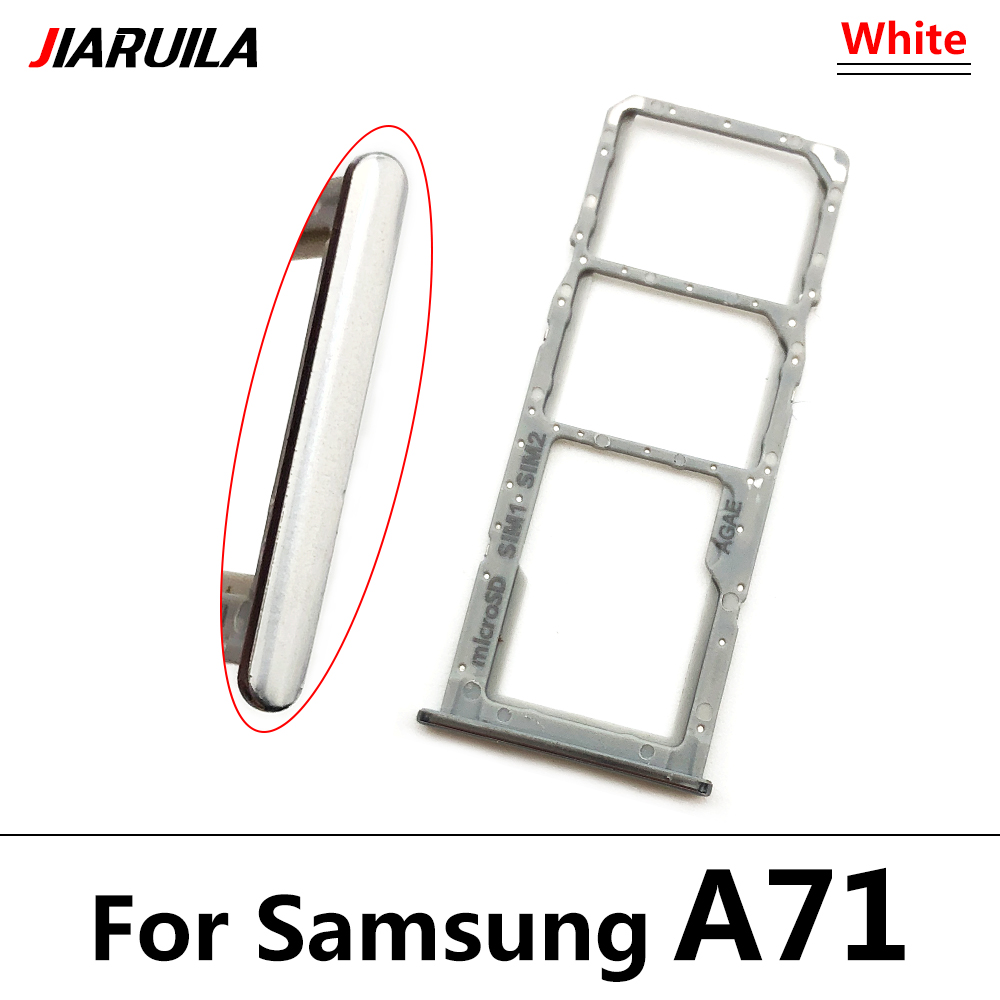 Dual-Card Sim Tray Holder For Samsung Galaxy A12 A31 A51 A71 A125F SIM Card Tray Slot Holder Adapter Socket Repair Parts: A71 white