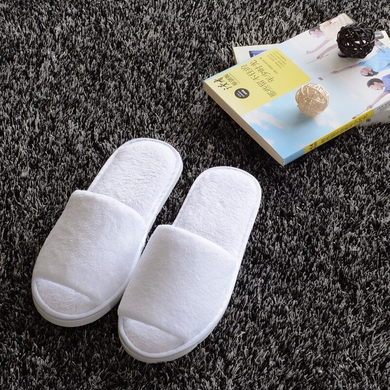Eenvoudige unisex slippers hotel reizen spa draagbare slippers wegwerp thuis gast binnen katoenen stoffen slippers