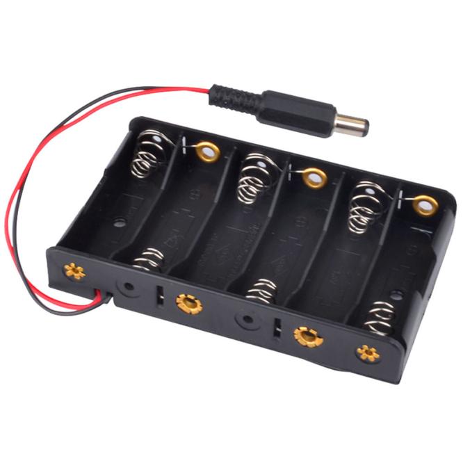 Battery Case Holder 6 x 1.5V AA batteries DIY Storage Box With DC2.1 Power Jack For Arduino Battery Holder Case In Stock