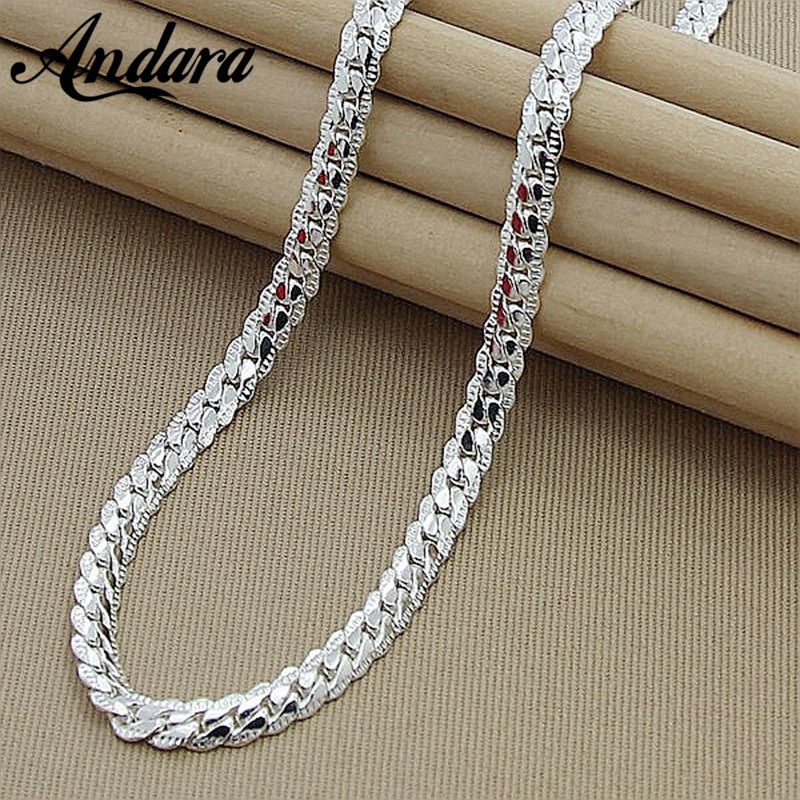 Trendy Men's 6MM 60cm Snake Chain Necklace for Women 925 Jewelry Sterling Silver Necklace