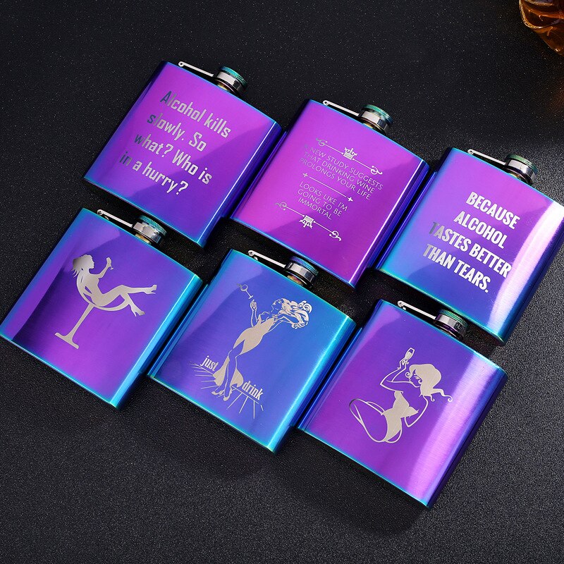 6 oz Portable Stainless Steel Lady Hip Flask Whiskey Wine Alcohol Woman Flagon Bottle Travel Drinkware For