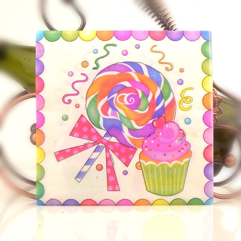 Decoupage Tafel Papier Lollipop Gedrukt Servet Handdoeken Verjaardagsfeestje 3 Tas * 20 Vel = 60 Vel