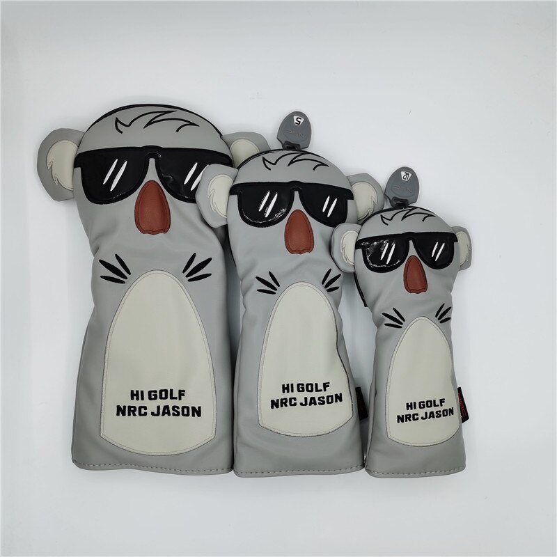 Djur golf koala headcover pu läder golf driver fairway woods hybrid putter covers 135ut komplett set maskot nyhet: 15ut skogar