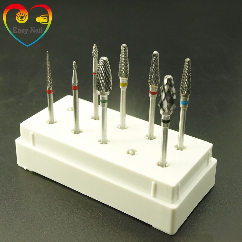 EasyNail~9PCS/box Bits set Carbide Nail Drill Set Material Nail Cuticle Clean Milling Manicure Drill Bits with Box
