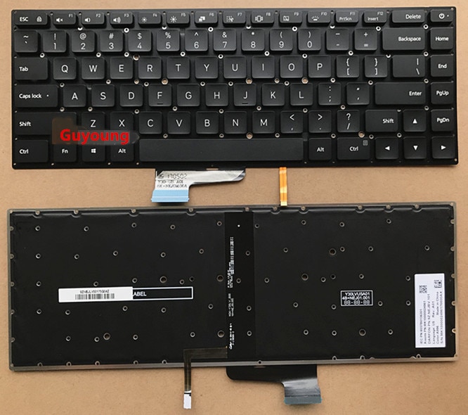 Teclado Inglés para ordenador portátil Xiaomi Mi notebook Pro, 15,6 pulgadas, 9Z.NEJBV.101, NSK-Y31BV, negro, con Teclado retroiluminado
