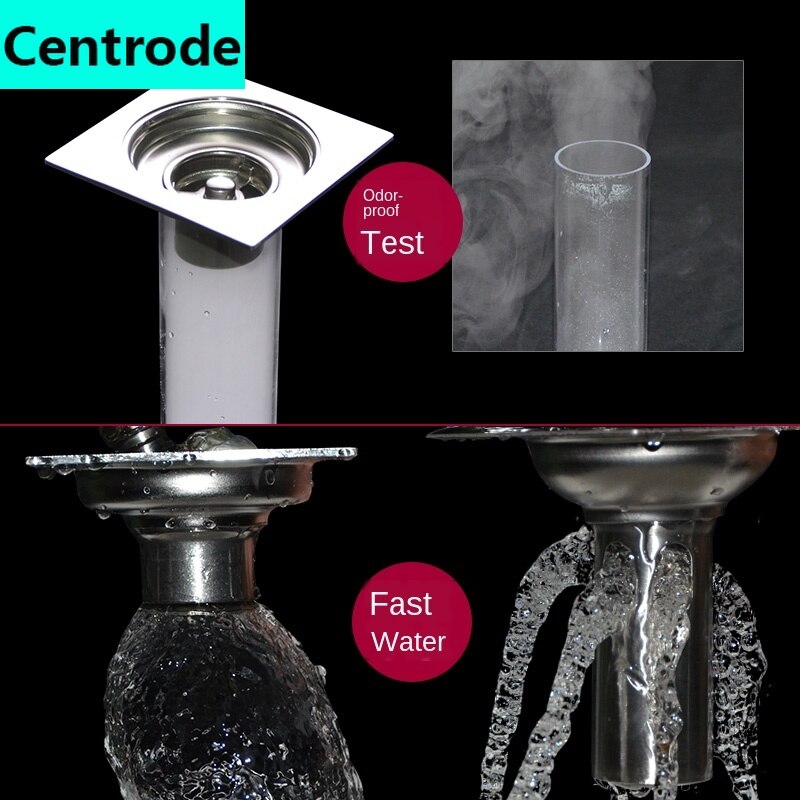 Floor drain anti-bug bed toilet toilet shower kitchen balcony square stainless steel floor drain washing machine 50/75 tube