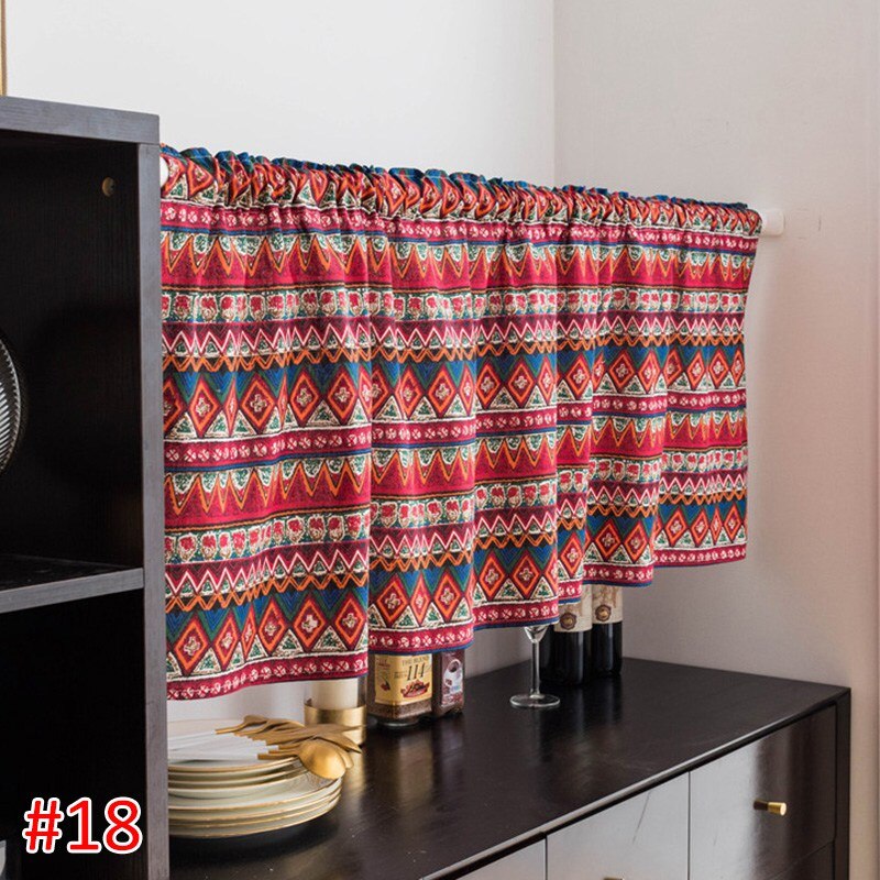 Hanging Short Curtain Floral Half-Curtain Plaid Window Drapes Polyester Half-Curtains for Kitchen Cafe Living Room Decoration: S18 Short Curtain