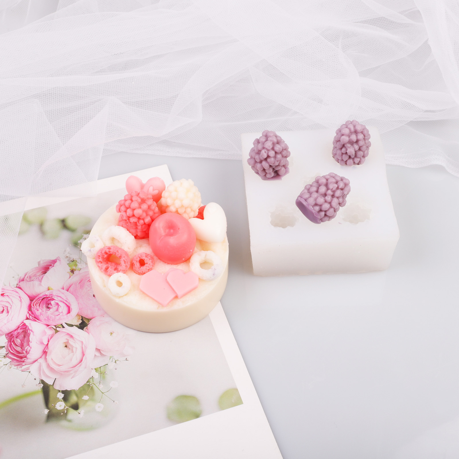Cherry Moerbei Fruit Diy Aromatherapie Kaars Montage Mold Franse Mousse Chocolade Fruit Mold Kaars Maken Levert
