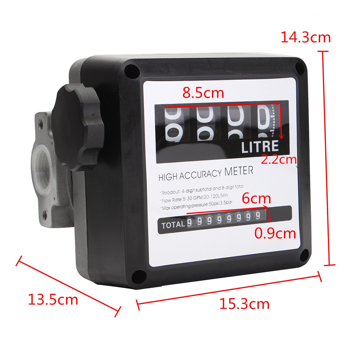 4 Digital Diesel-Gas Fuel Oil Flow Meter Dispenser Counter Gauge High Accuracy With Flexible Horizontal 5-30 GMP/20-120L/Min