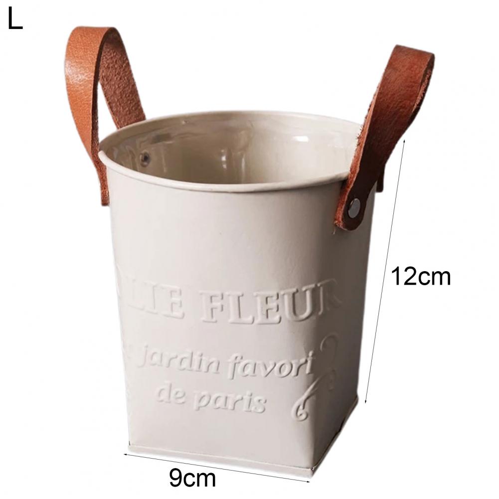 Wrought Iron Flower Pot Retro Living Room Tin European Vase Desktop Storage Bucket Garden Decoration Flower Bucket Pot: L