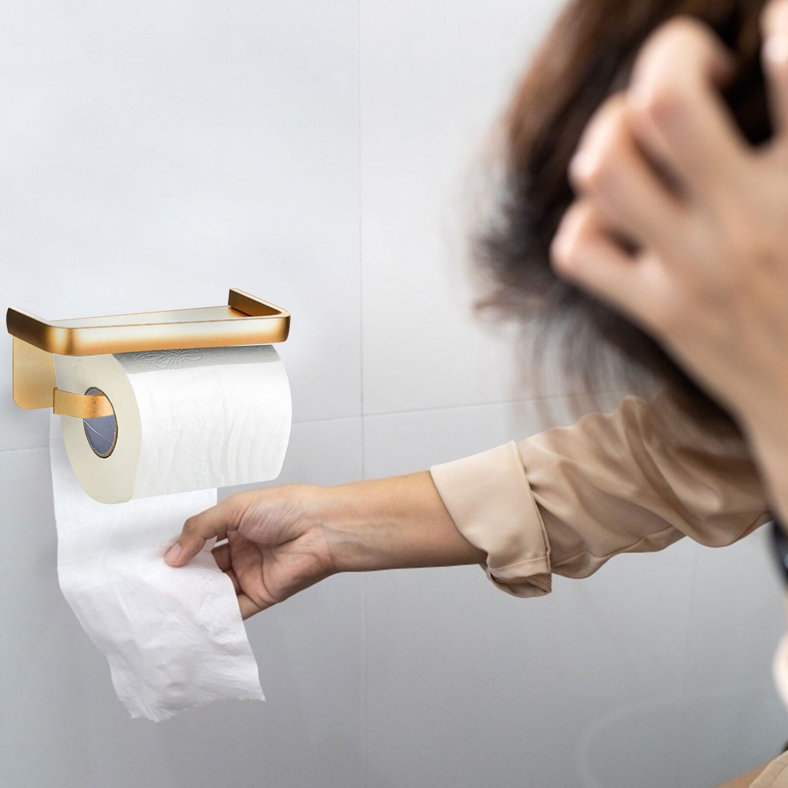 Toiletrolhouder Geen Boren, Rvs Zelfklevende Wc