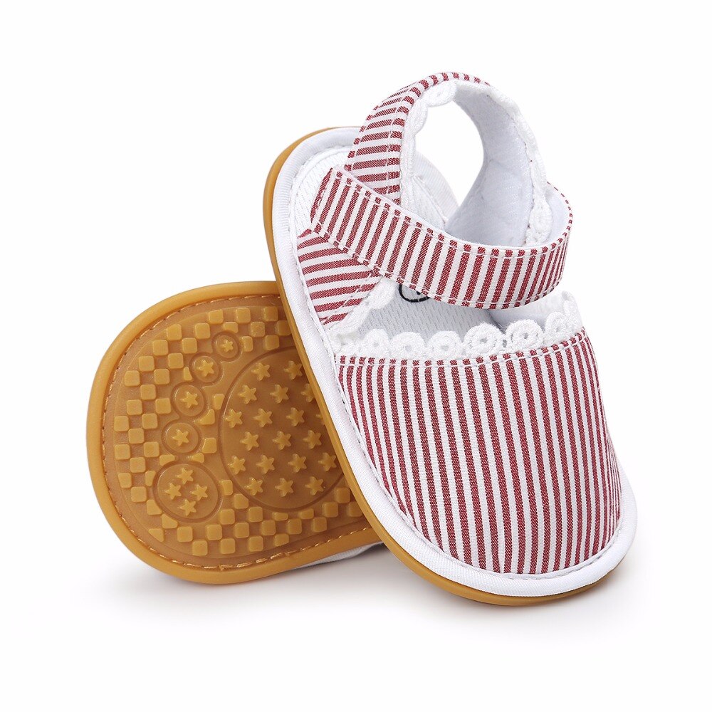 Aankomst Bloemen Streep Hart Baby Meisjes Sandalen Katoen Stof Rubberen Zool Baby Wieg Schoenen Baby Mocassins Sandalen Schoenen