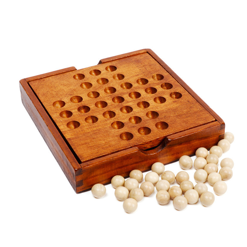 Wooden solitaire game single player chess brain teaser strategy puzzle games iq logic challenges for adults children learning game stuff