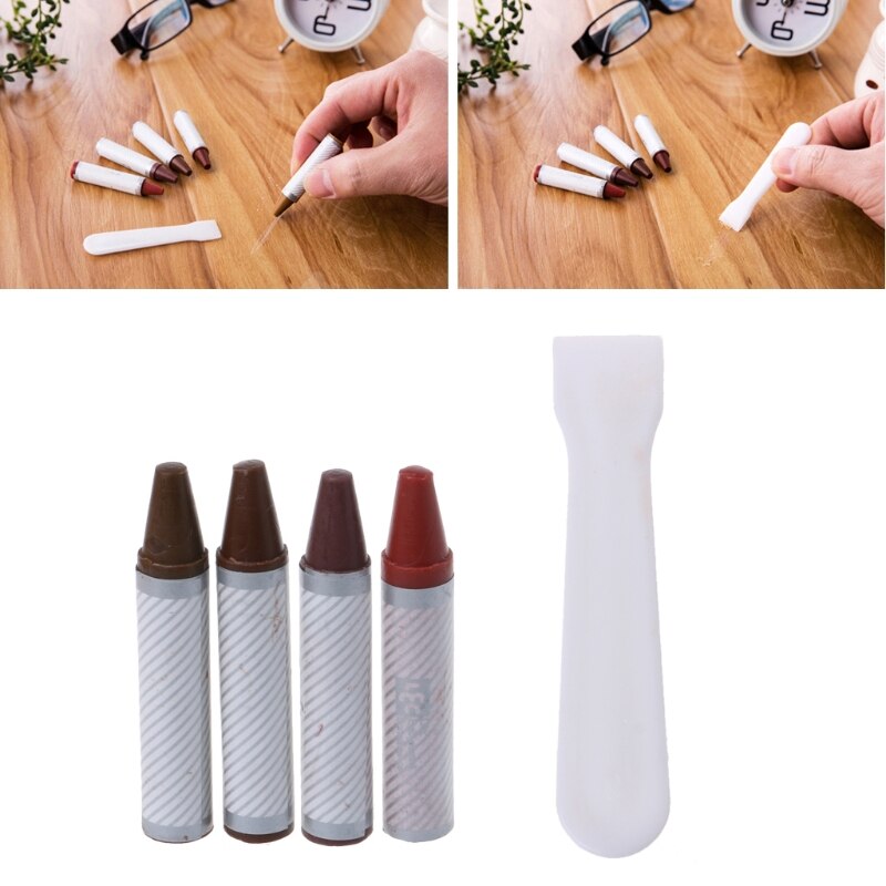 4PCS Furniture Marker Crayons Repair Kit Wood Touch Up Scratch Filler Remover