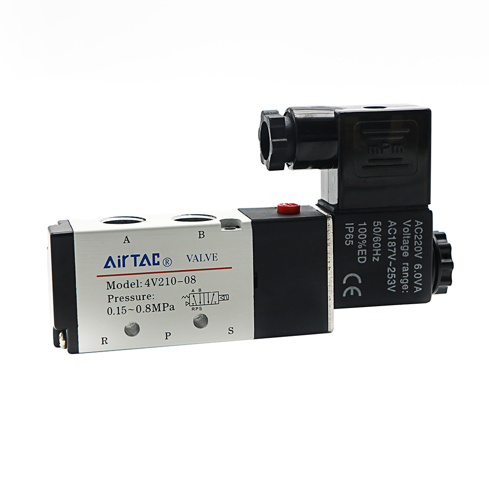 Pneumatic Electric Solenoid Valve 4V210-08 5 Way 2 Position Control Air Gas Magnetic Valve 12V 24V 220V 4mm-12mm Hose Fittings