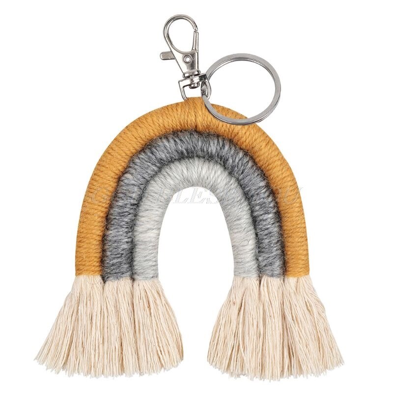 Weven Regenboog Sleutelhangers Voor Vrouwen Boho Handgemaakte Sleutelhouder Sleutelhanger Macrame Bag Charm Auto Opknoping Sieraden: KEY42