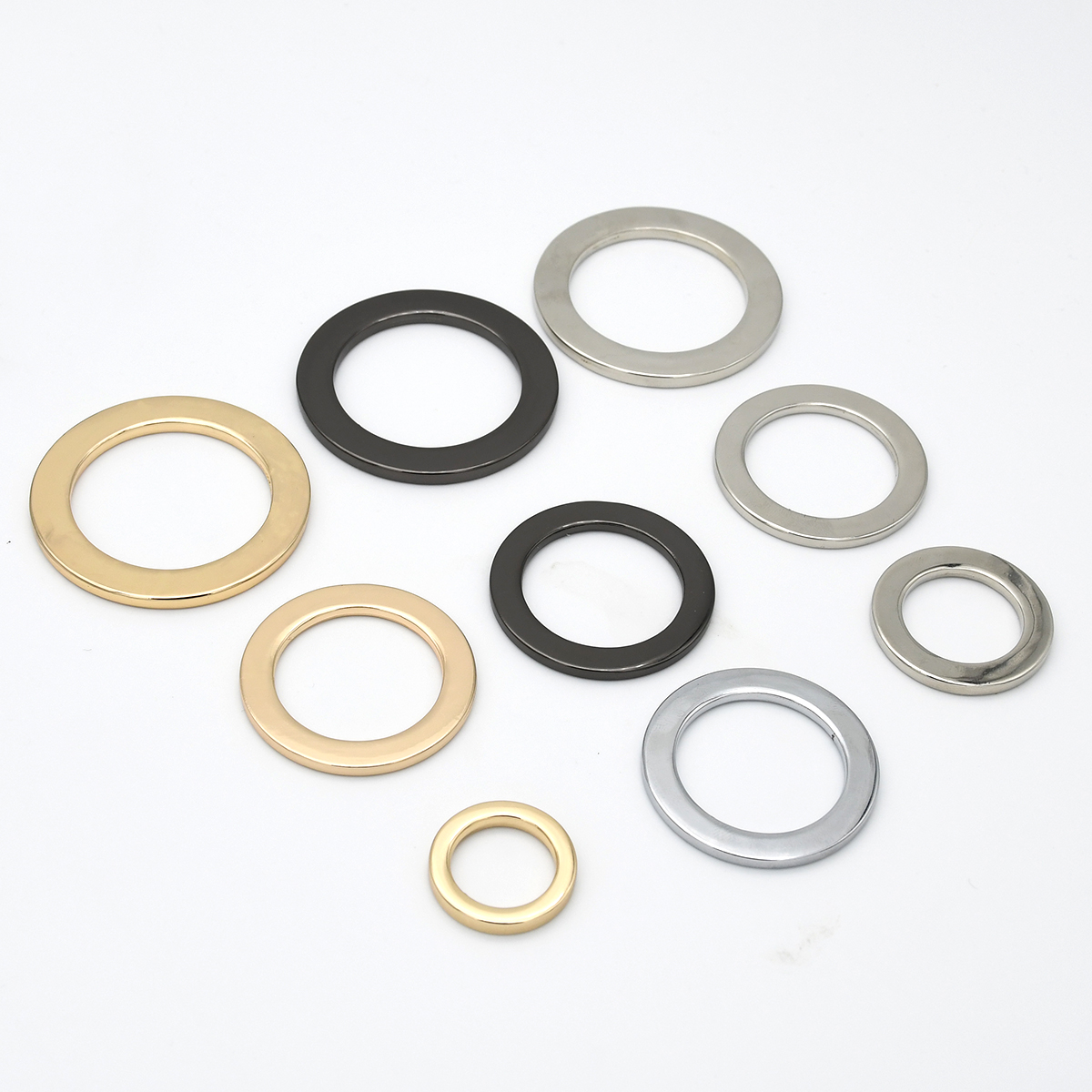 Hebilla circular de alambre plano con anillo redondo de Metal para bricolaje, correas para hombro, mochila, piezas para bolso, correa artesanal de cuero, bolso con cinturón, 4 tamaños, 1 ud.