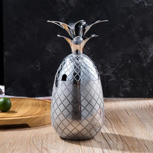 Gorące wyprzedaże!!! 550ml ananasowy kształt moskwa muł miedziany kubek koktajl kawa mleko kubek Drinkware unikalny kubek koktajlowy kształt ananasa: Srebrny