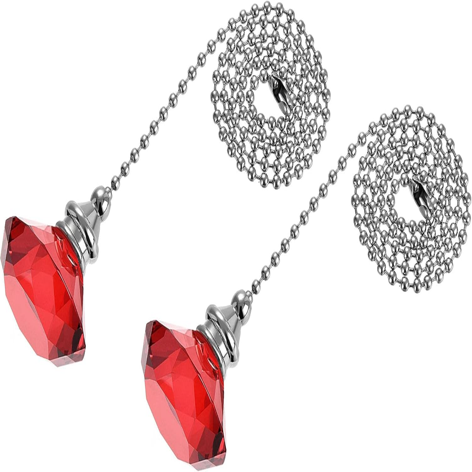 20 Inch Ceiling Fan Pull Chain, Decorative Crystal Fan Pull Chain Ornament Extension, Diameter Beaded Pendant, Amber 2Pcs: PURPLE