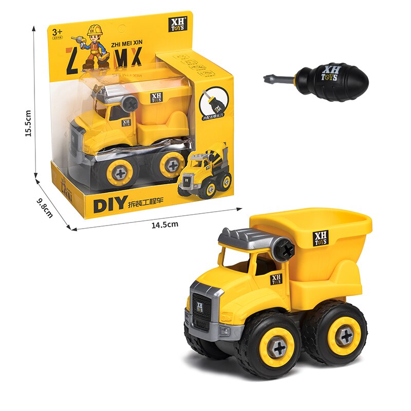 3D Puzzle Nut Disassembly Unloading Engineering Truck Excavator Bulldozer Child Screw Boy Tool Education Toy Car Model: 677-100-3