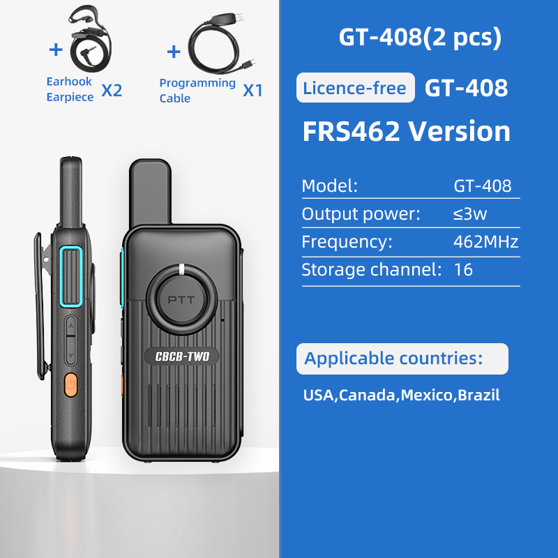 CBCBTWO GT-408 Mini Walkie Talkie And Light Body Radio Communicator for One Day Restaurant Commuting Plastic Surgery Hospital: Pink