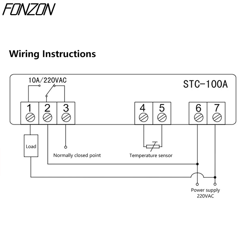 STC-100A controlador de temperatura termostato digital higrômetro calor geladeira regulador de refrigeração 2m sensor ntc ac 220v -50 ℃ ~99 ℃