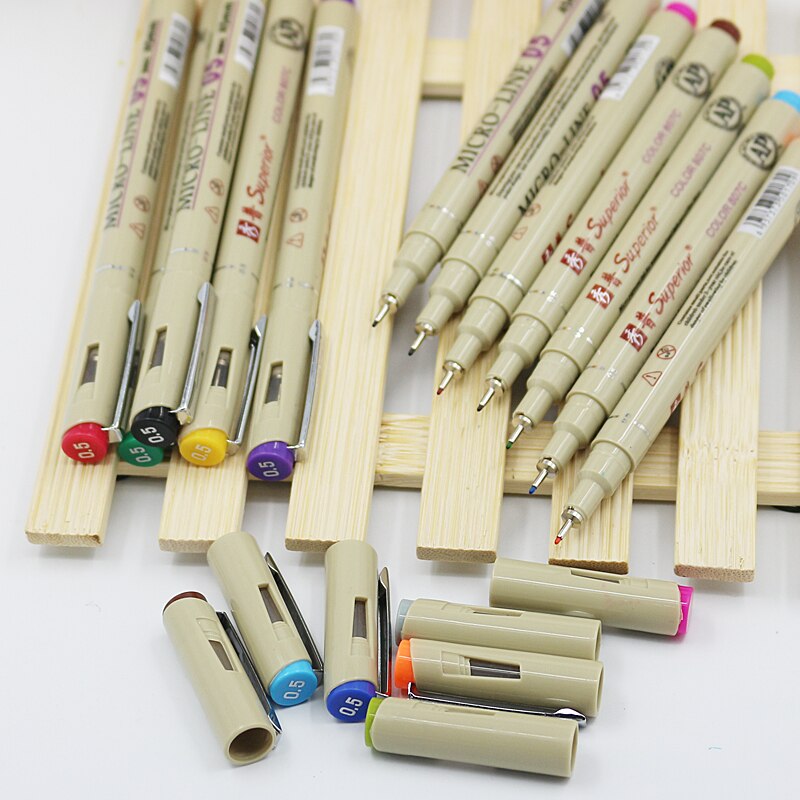 Bolígrafo de aguja de línea fina para dibujo artístico de dibujos animados, microboceto, 0,5 colores, 12 Uds.