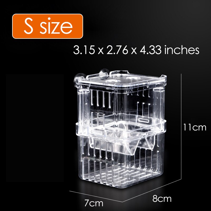 Clear Double-Deck Fish Breeding Box Isolation Aquarium Breeder Fish Tank for Guppy Betta Fish Hatching Incubator Baby Fish house: S