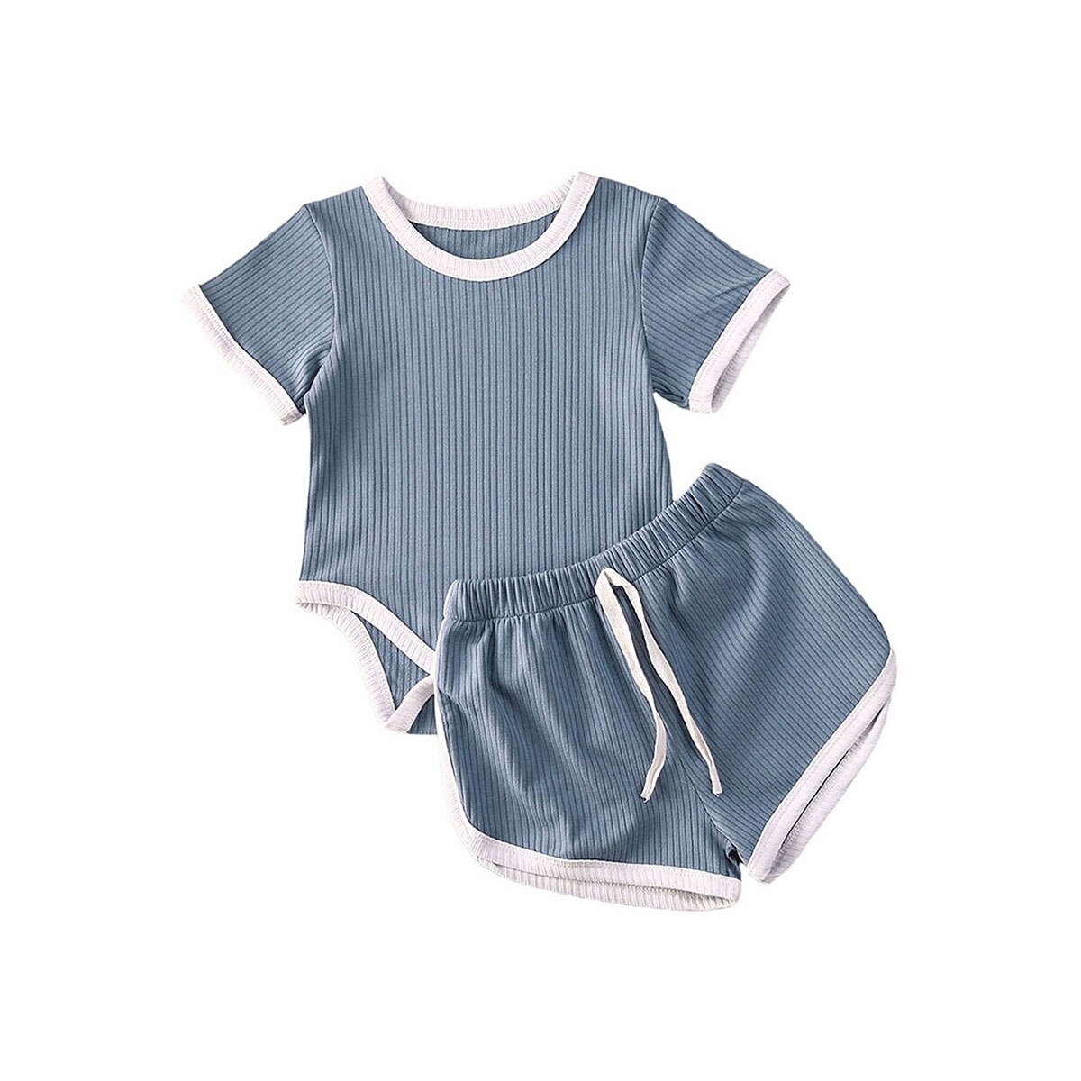 0-24m peuter baby meisjes jongens sport set effen korte mouwen romper tops + shorts 2 stuks: D / 24m