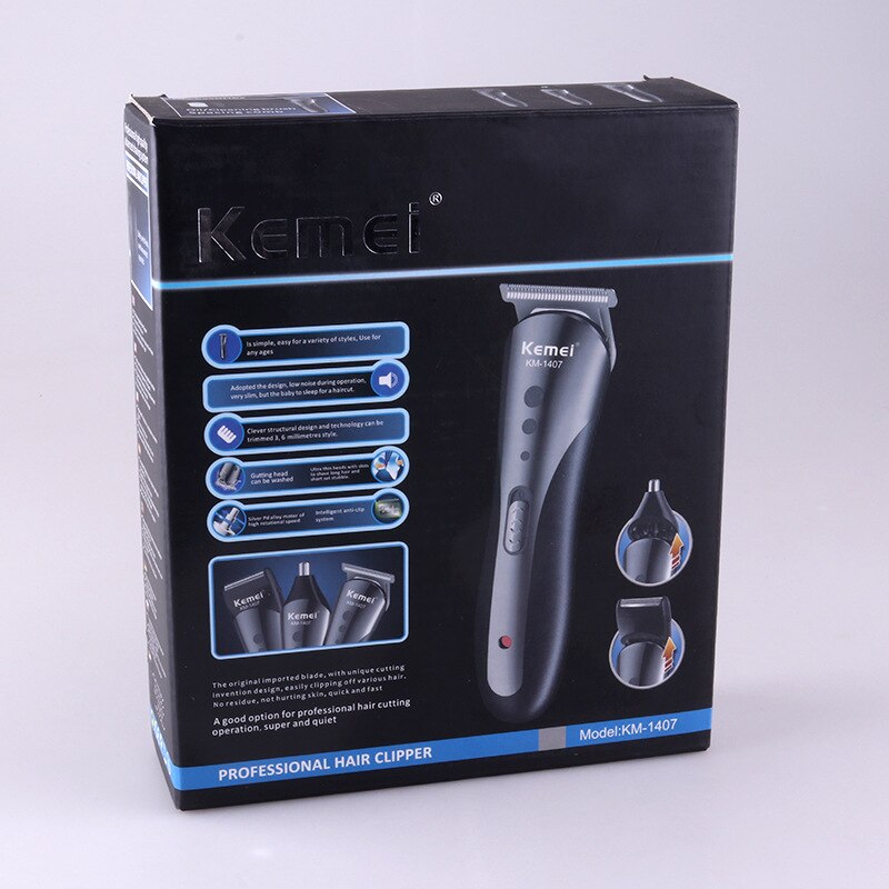 Kemei 3 in 1 Electric Shaver Hair Trimmer Rechargeable Electric Nose Ear Hair Clipper Beard Razor Machine KM-1407