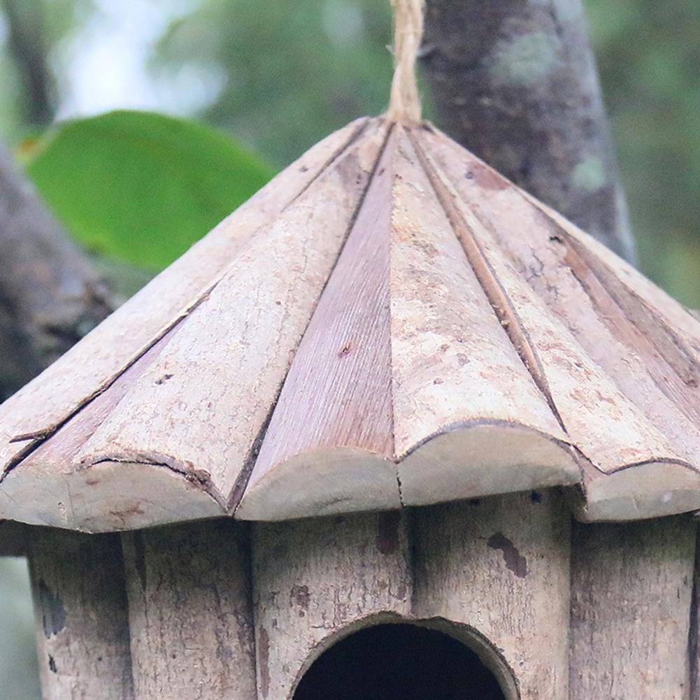 Handmade Wooden Bird Cage House Eco-friendly Whitewood Round Hole Garden Bird Nest Crafts Solid Antiseptic Parrot Birdhouse