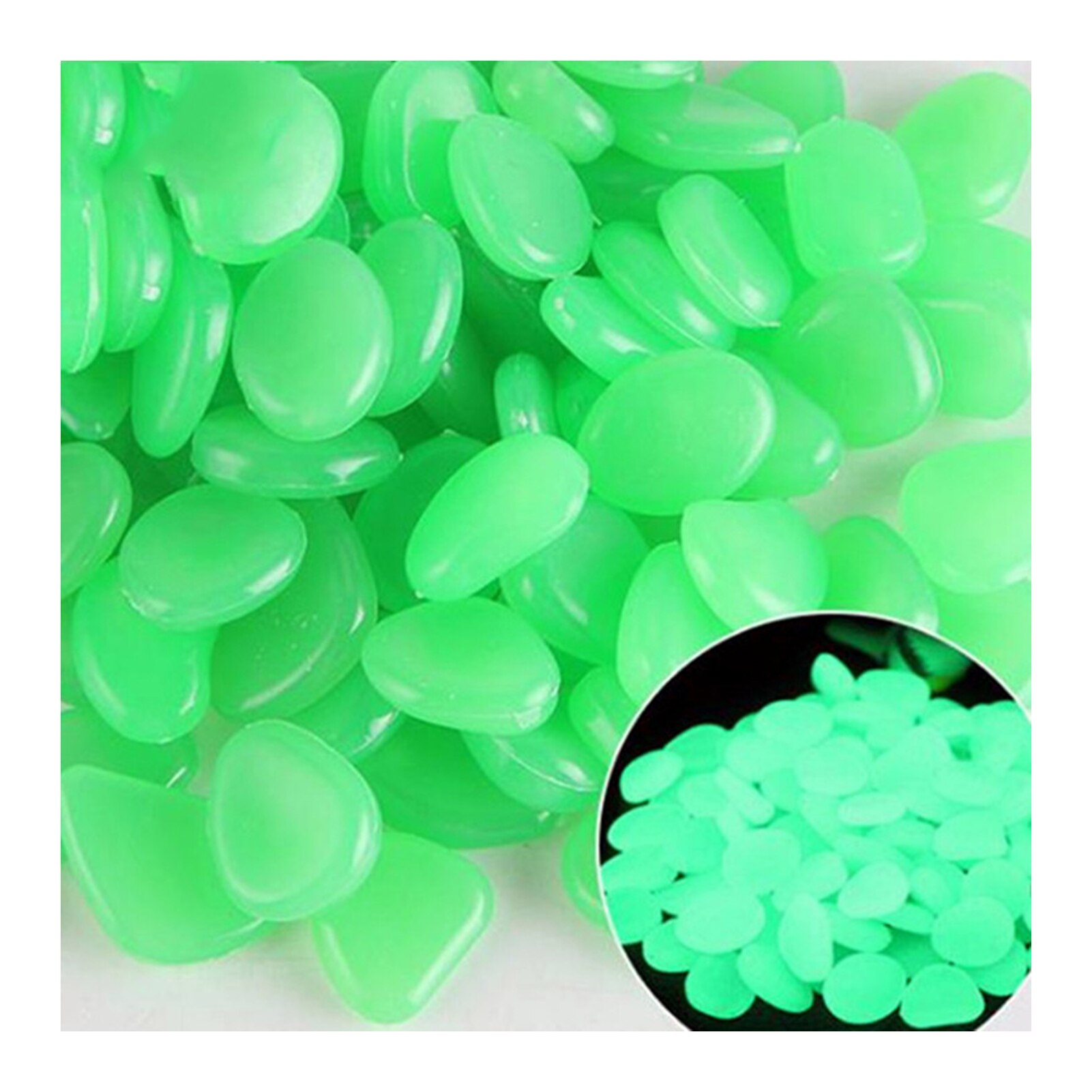 100pcs Garden Pebbles Outdoor Decoration Accessories Glow Stones Walkways Garden Path Patio Lawn Garden Luminous Decor Pebbles: Green