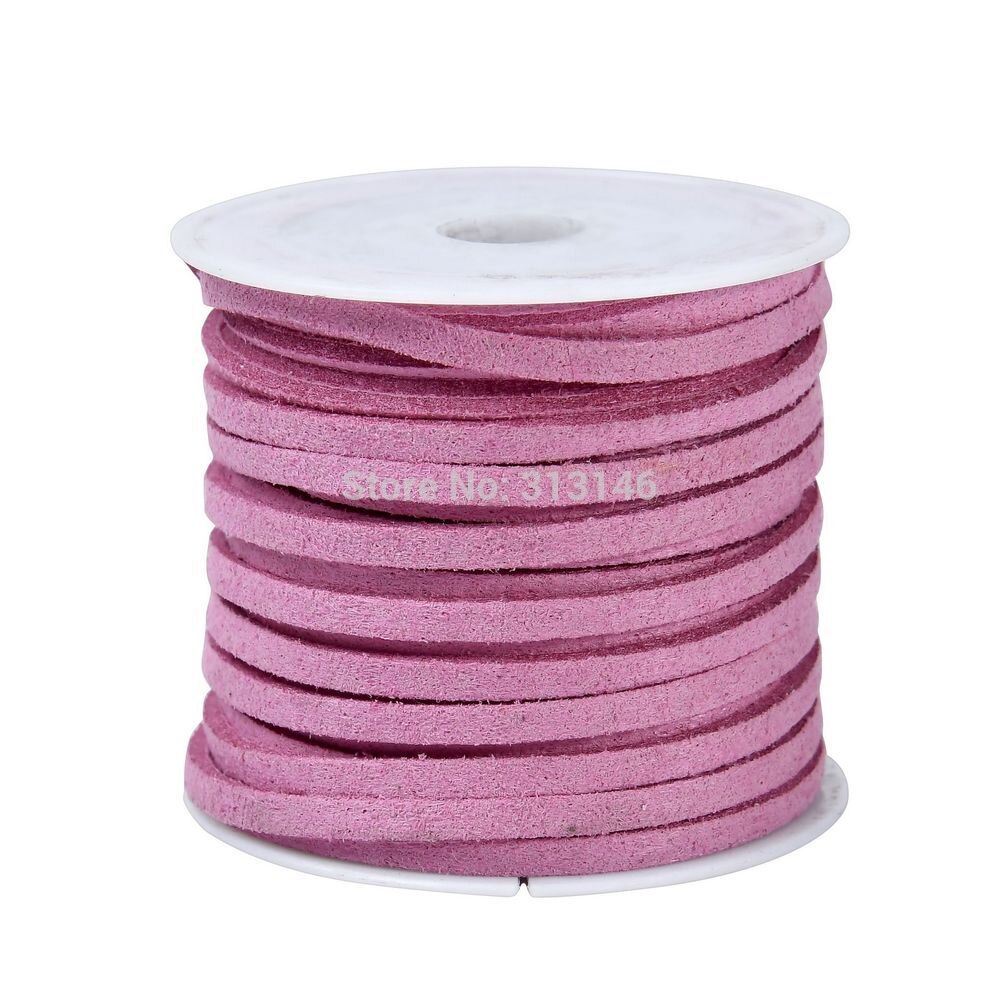 3mm 5M/Roll Flat Faux Suede Cord Leather Lace DIY Handmade Beading Bracelet Necklace Craft Supplies Jewelry Making Thread String: Pink