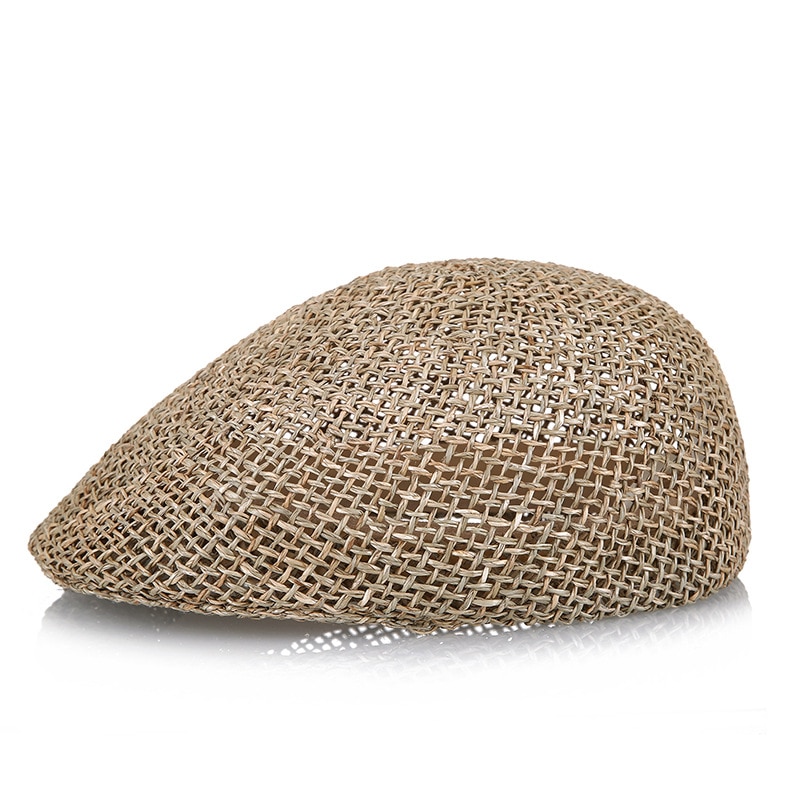 Gorros de paja hechos a mano para hombre y mujer, gorro de hiedra con viseras, ideal para el verano,: Default Title