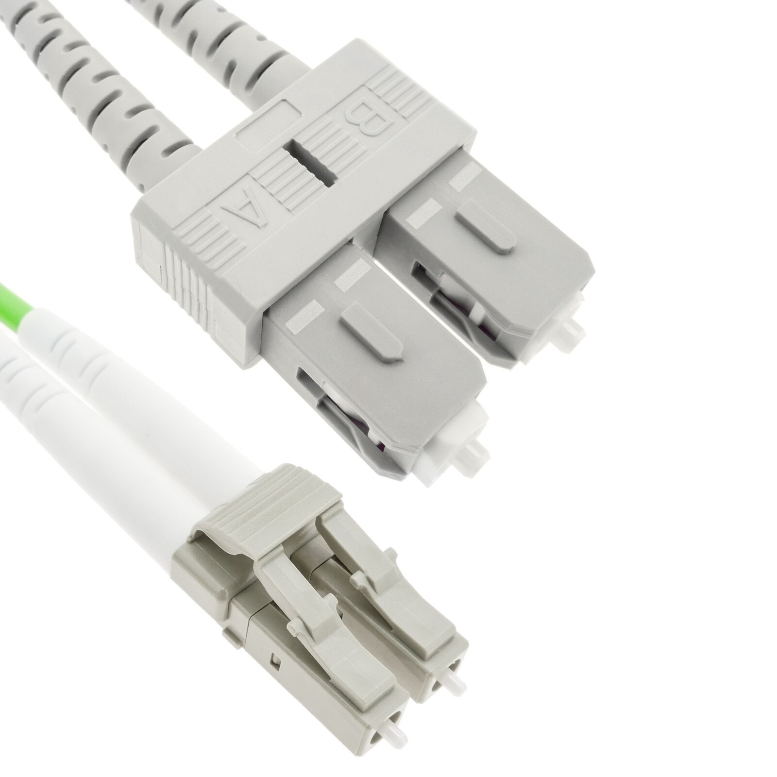 BeMatik-multimode OM5 fiber optic Cable duplex 50 µm/125µm LC/UPC to SC/UPC 100Gb 1 m