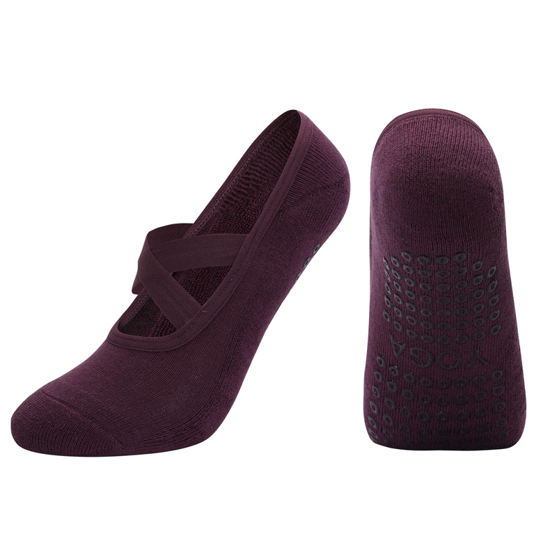 Femmes respirant serviette bas Yoga chaussettes Silicone anti-dérapant pansement Pilates chaussette dames Ballet danse Fitness entraînement coton chaussettes: WHITE