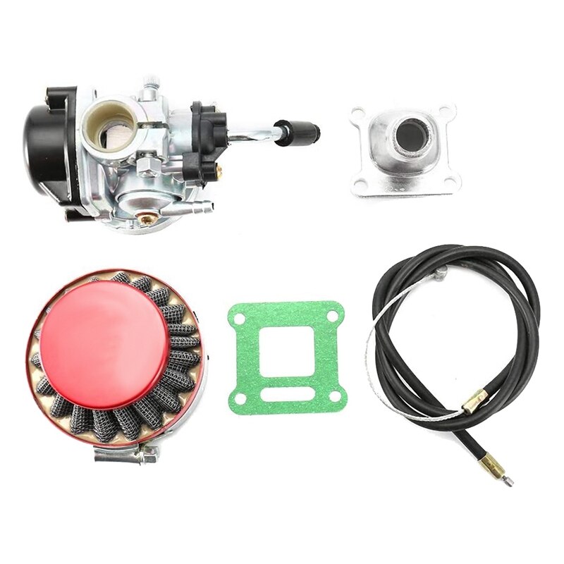 Forgasser luftfilter + pakning bilstabel for 47cc 49cc mini moto atv skittlomme sykkel