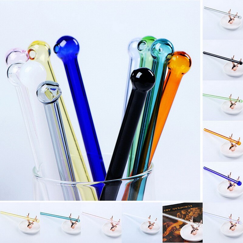 Colorful Glass Straws Reusable Party Smoothie Drinking Straws For Milkshake Juice Heat resistant Household Drinks Thick Straws