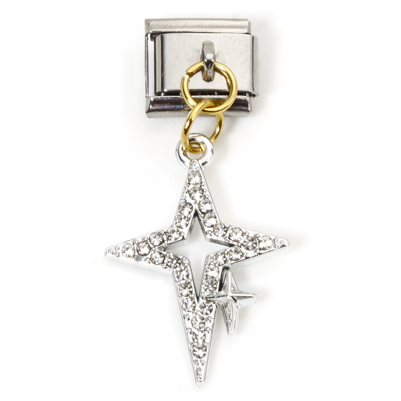 1 Stuk Zink Gebaseerde Legering & Roestvrij Staal Italiaanse Charme Links Voor Diy Armband Sieraden Maken Rechthoek Ster Bedels 10Mm X 9Mm: WHITE