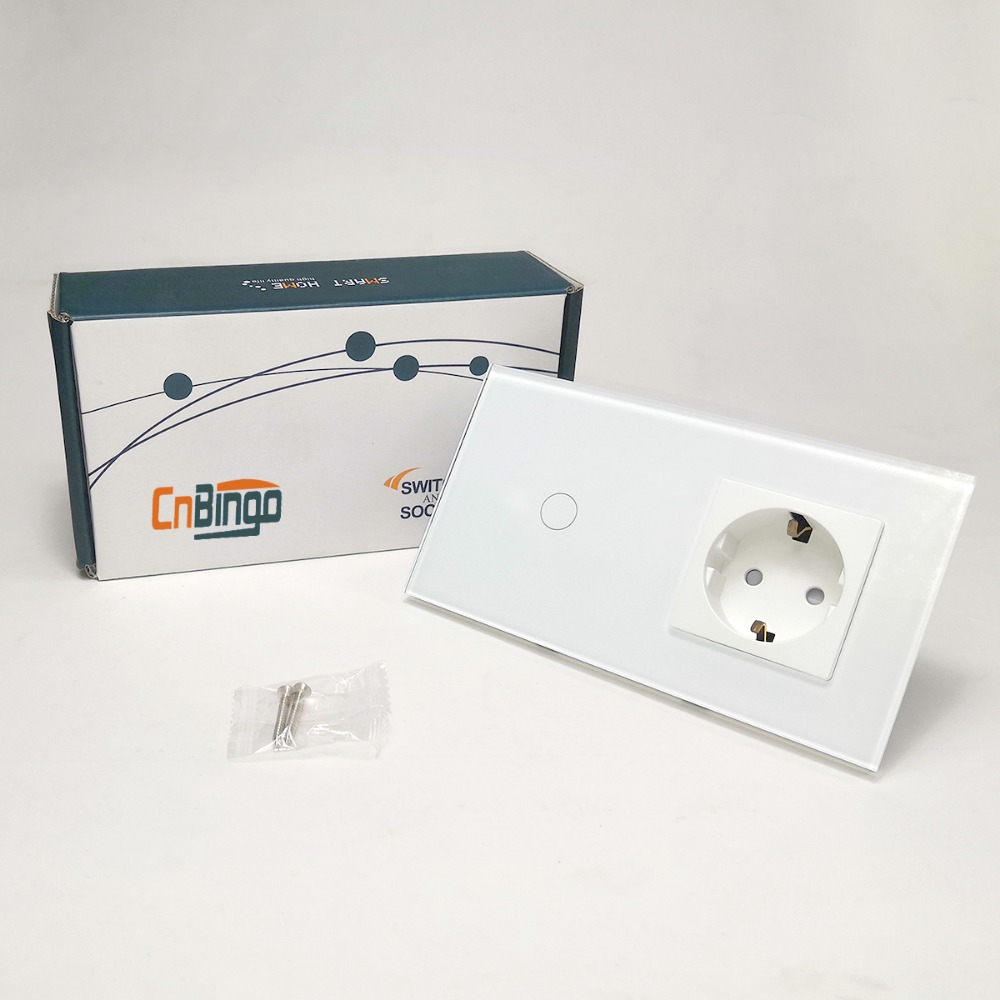 Wall Electrical Socket with Switch EU Standard 1/2/3Gang 1Way Light Switches Sensor and Single Double Power Sockets Outlets