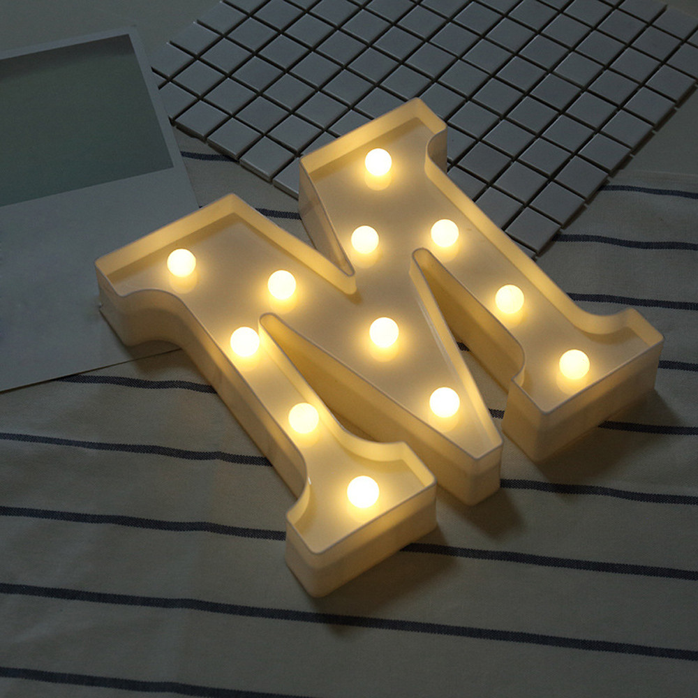 Alphabet Letter Lights Soft Warm Glow LED Light Up Warm White Plastic Illuminate Letters Wall Hung Standing Hanging A-M