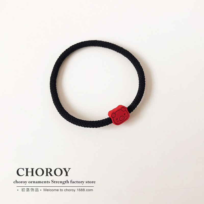 meng xin Cartoon Piggy  Simple Headband Women Children Adult for Tying Hair Hairband Hair Band Alloy Pig Ultra-stretch Hair Band: Red