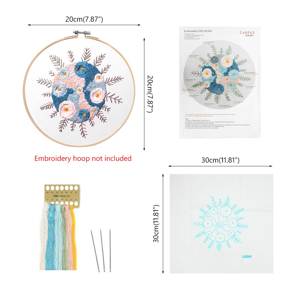 DIY Starter Kit Ribbon Painting Plants Pattern Embroidery Flowers Handwork Needlework Threads Tools Home Decoration Cross Stitch