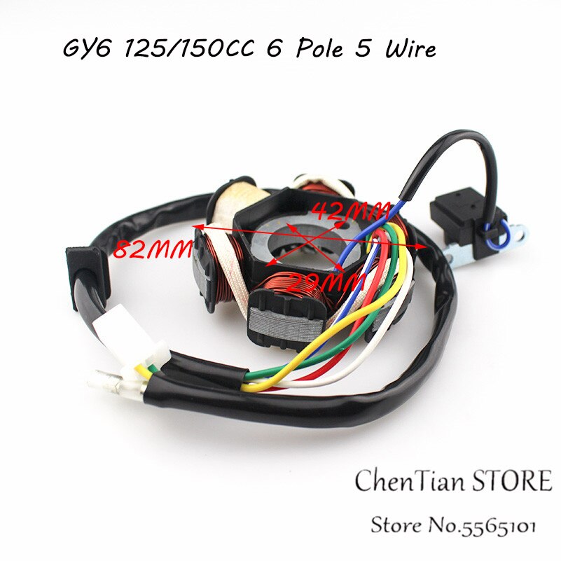 MAGNETO STATOR 6 COIL POLE GY6 50cc 110cc 125cc 150cc SCOOTER ATV GO KART LANCE ZNEN JONWAY COOL SPORTS TAOTAO ROKETA